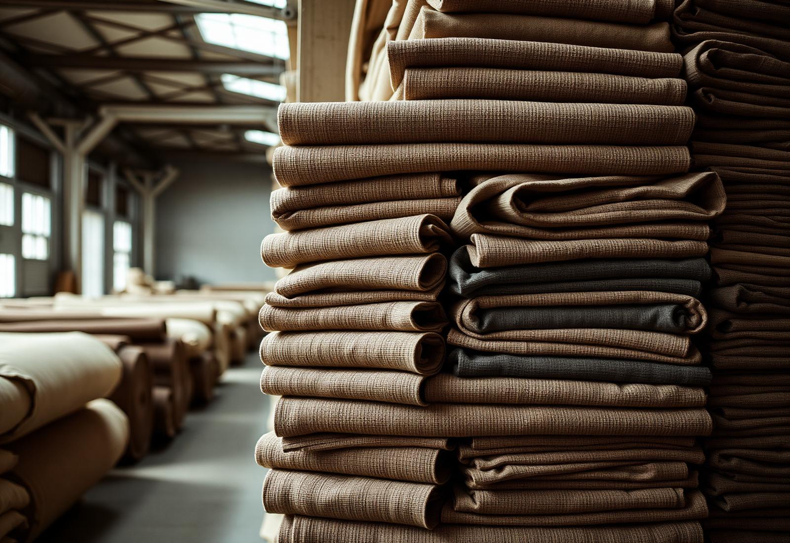 Rolls of woven apparel fabric prepared for garment manufacturing in India
